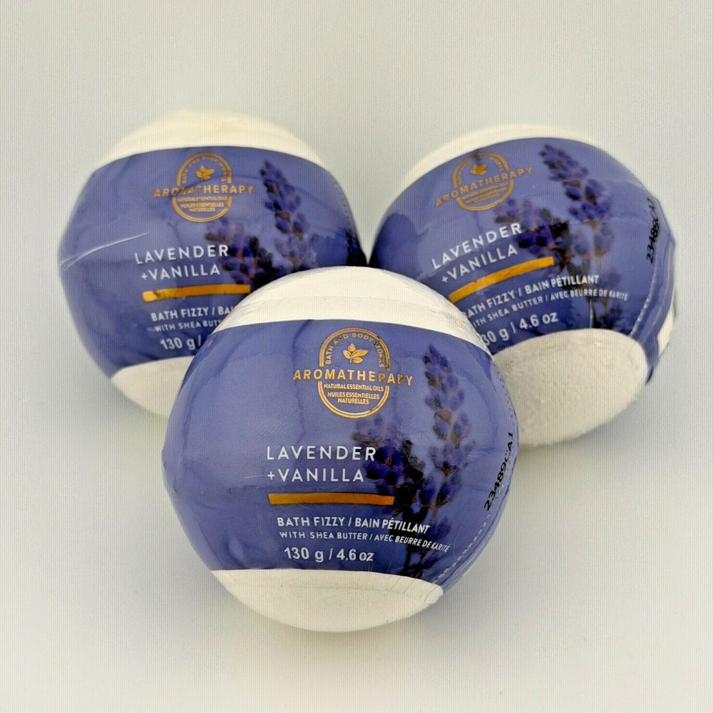 Bath & Body Works Aromatherapy Lavender & Vanilla Bath Fizzy 4.6oz Bundle Of‎ 3